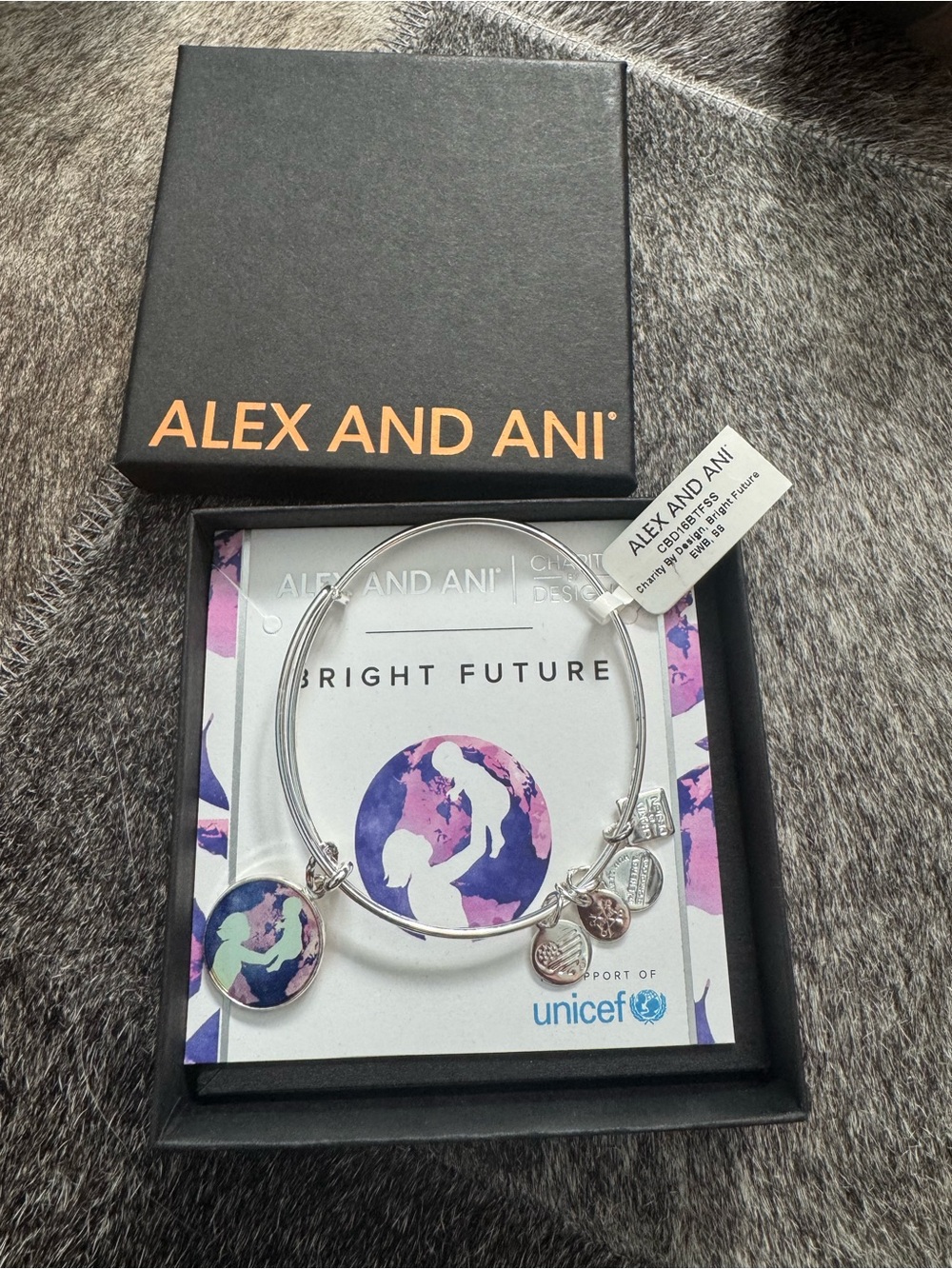 Alex and Ani "Bright Future" Silver Charm Bangle Bracelet